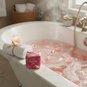 Sweet and Shimmer Sparkling Rosé bath fizzer